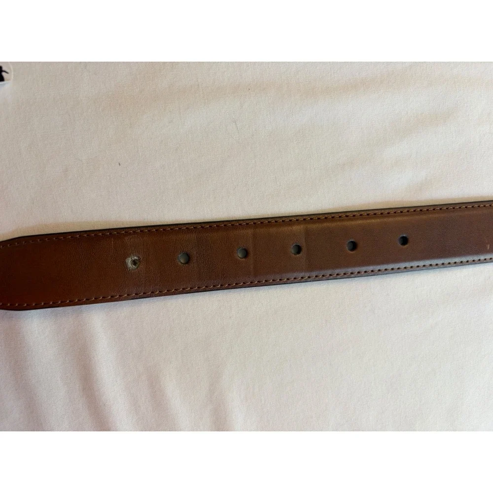 Nautica Mens Brown Coated Leather‎ Belt Silver Buckle Size 36 EEG 36/90